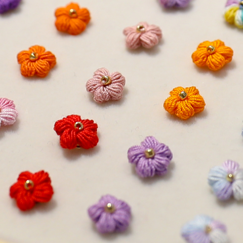 Solid Puff Flower Earrings