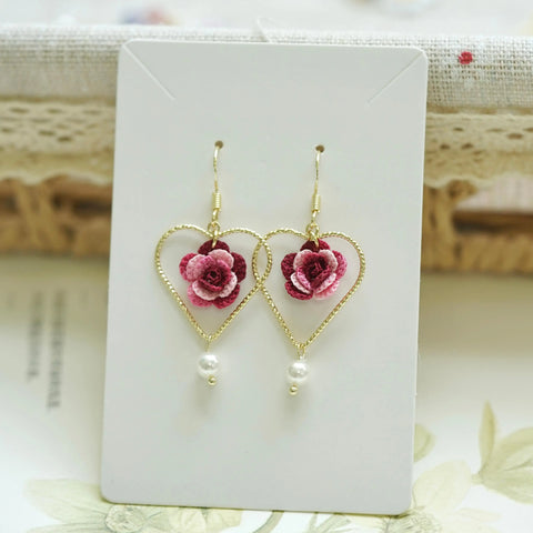 Rose Heart Earrings