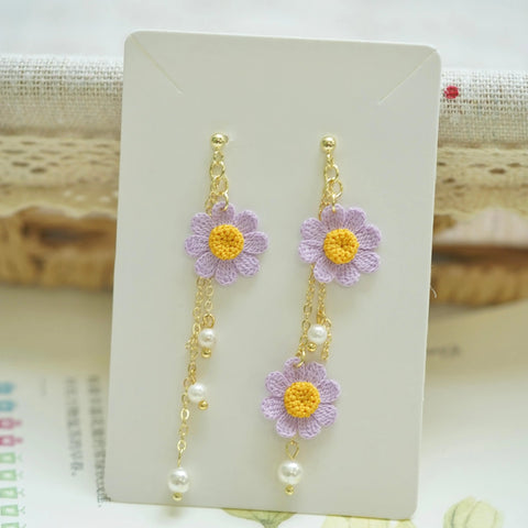 Daisy Tassel Pearl Earrings