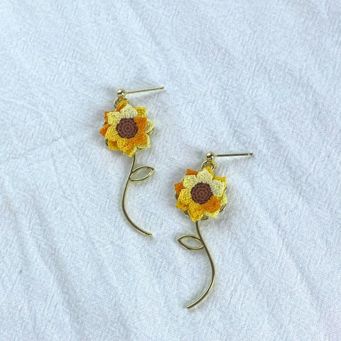 Sunflower hook earrings
