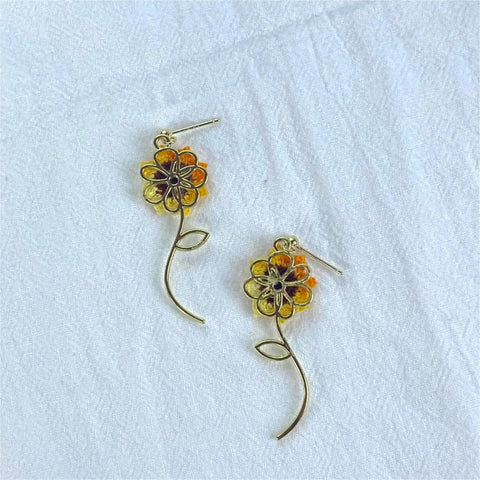 Sunflower hook earrings