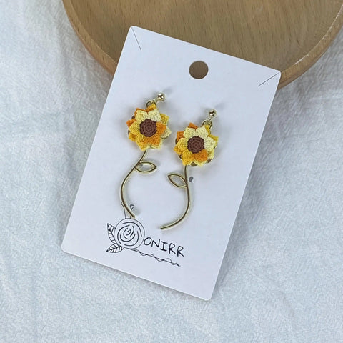 Sunflower hook earrings