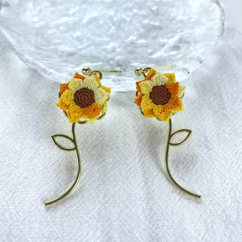Sunflower hook earrings