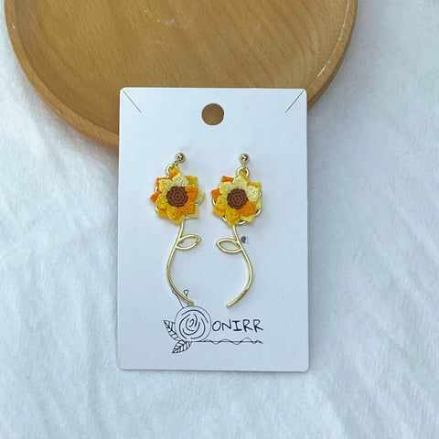 Sunflower hook earrings