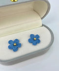 Onirr Handcraft Micro Crochet Blue Series Little Flower Earrings Cornflower Blue