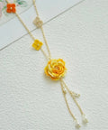 Onirr Handcraft Micro Crochet Dreamy Peony Necklace Orange