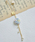 Onirr Handcraft Micro Crochet Dreamy Peony Necklace Pale Turquoise