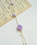 Onirr Handcraft Micro Crochet Dreamy Peony Necklace Plum
