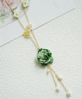 Onirr Handcraft Micro Crochet Dreamy Peony Necklace Sea Green