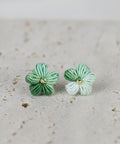 Onirr Handcraft Micro Crochet Gradient Puff Flower Earrings Green