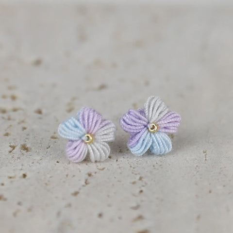 Onirr Handcraft Micro Crochet Gradient Puff Flower Earrings Lavender