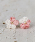 Onirr Handcraft Micro Crochet Gradient Puff Flower Earrings Light Pink