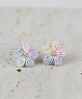 Onirr Handcraft Micro Crochet Gradient Puff Flower Earrings Macaron