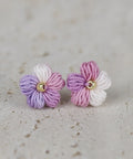 Onirr Handcraft Micro Crochet Gradient Puff Flower Earrings Plum