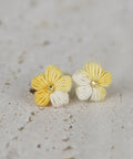 Onirr Handcraft Micro Crochet Gradient Puff Flower Earrings Yellow