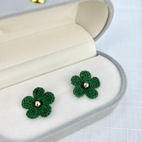 Green Little Flower Earrings