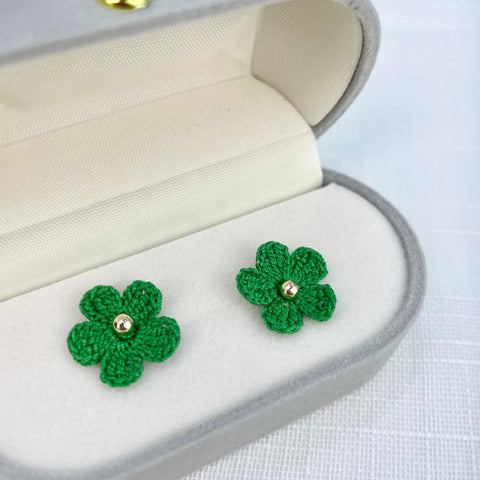 Green Little Flower Earrings