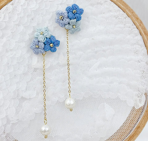 Puff Flower Tassel Earrings
