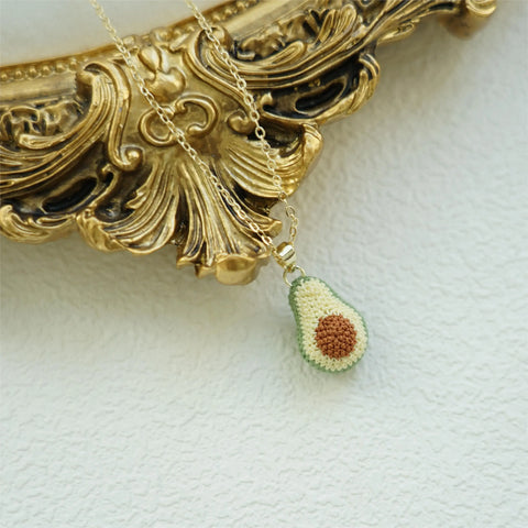 Onirr Handmade Micro Crochet Avocado Necklace