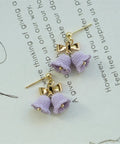 Onirr Handmade Micro Crochet Bow-Knot Campanula Earrings Lavender