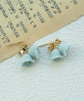 Onirr Handmade Micro Crochet Bow-Knot Campanula Earrings Light Cyan