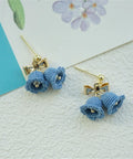 Onirr Handmade Micro Crochet Bow-Knot Campanula Earrings Light Sky Blue
