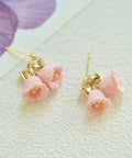 Onirr Handmade Micro Crochet Bow-Knot Campanula Earrings Pink