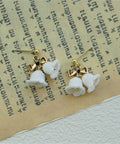 Onirr Handmade Micro Crochet Bow-Knot Campanula Earrings White