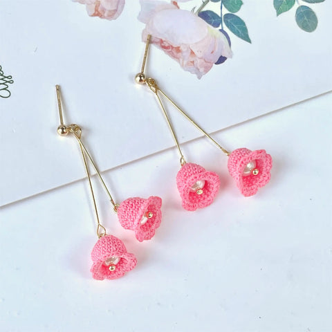 Onirr Handmade Micro Crochet Campanula Earrings Hot Pink