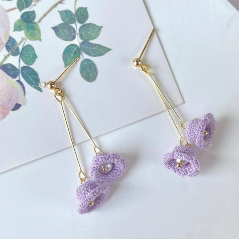 Onirr Handmade Micro Crochet Campanula Earrings Thistle