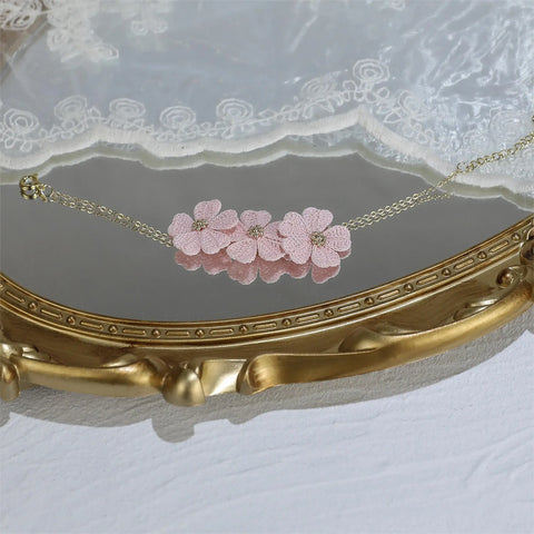 Onirr Handmade Micro Crochet Cherry Blossoms Bracelet Pink