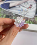 Onirr Handmade Micro Crochet Daisy Pearls Ring Lavender