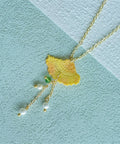 Onirr Handmade Micro Crochet Ginkgo Biloba Necklace