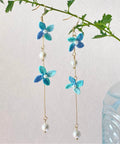 Onirr Handmade Micro Crochet Gradient Forsythia Earrings Cyan