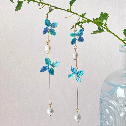 Onirr Handmade Micro Crochet Gradient Forsythia Earrings Cyan