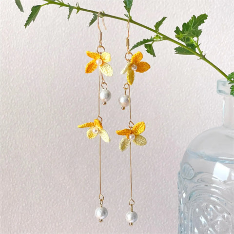 Onirr Handmade Micro Crochet Gradient Forsythia Earrings Gold
