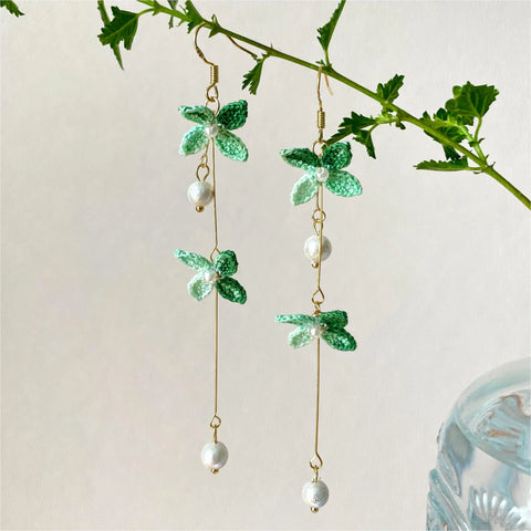 Onirr Handmade Micro Crochet Gradient Forsythia Earrings Green