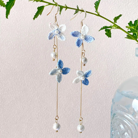 Onirr Handmade Micro Crochet Gradient Forsythia Earrings Light Sky Blue