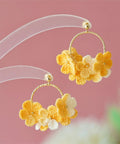 Onirr Handmade Micro Crochet Little Flower Circle Earrings Gold