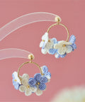 Onirr Handmade Micro Crochet Little Flower Circle Earrings Light Sky Blue