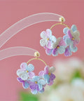Onirr Handmade Micro Crochet Little Flower Circle Earrings Macaron