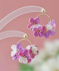 Onirr Handmade Micro Crochet Little Flower Circle Earrings Orchid