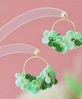 Onirr Handmade Micro Crochet Little Flower Circle Earrings Pale Green