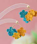 Onirr Handmade Micro Crochet Little Flower Circle Mix Earrings Goldenrod