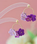 Onirr Handmade Micro Crochet Little Flower Circle Mix Earrings Thistle