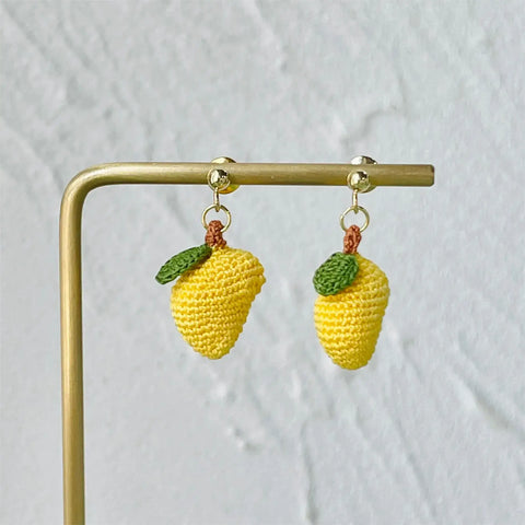 Onirr Handmade Micro Crochet Mango Earrings Ordinary