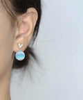 Onirr Handmade Micro Crochet One-Ball Earrings Light Sky Blue