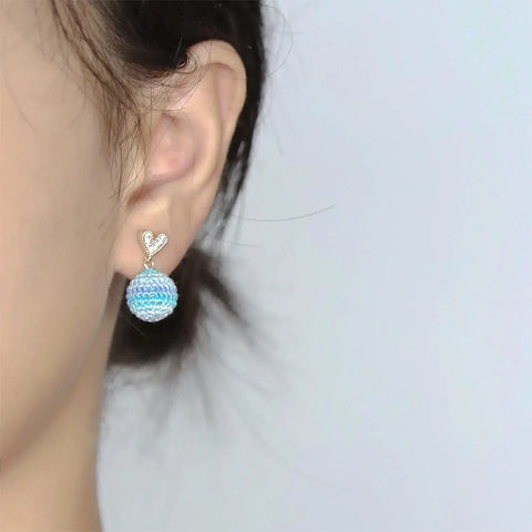 Onirr Handmade Micro Crochet One-Ball Earrings Light Sky Blue