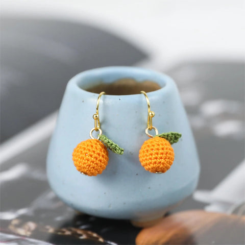 Onirr Handmade Micro Crochet Orange Earrings 2