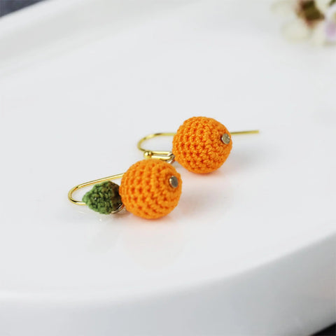 Onirr Handmade Micro Crochet Orange Earrings 3